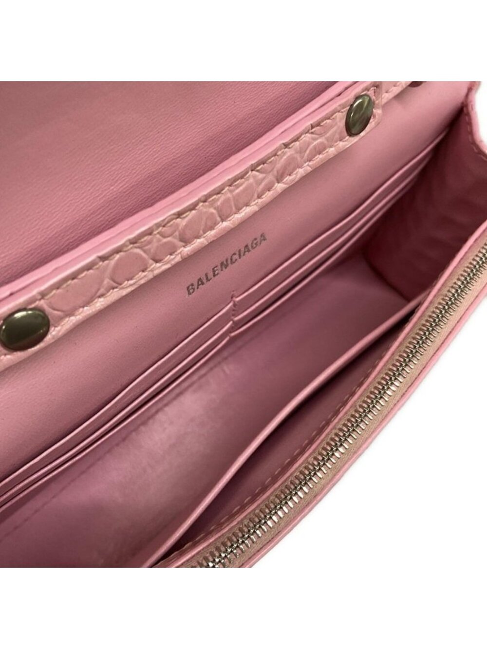 Balenciaga Wallet Hourglass Pink Chain Embossed Leather - Picture 4 of 13